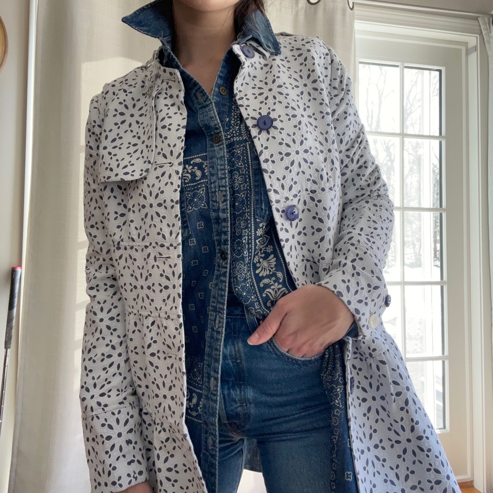 Anthropologie Elevenses Eyelet Trench Coat